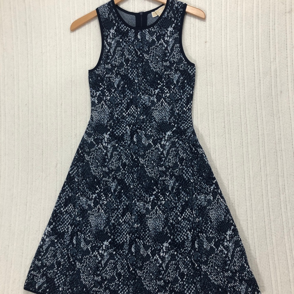 Michael Kors Snakeskin Print Knit Sleeveless Fit & Flare Dress Women's Size XS‎